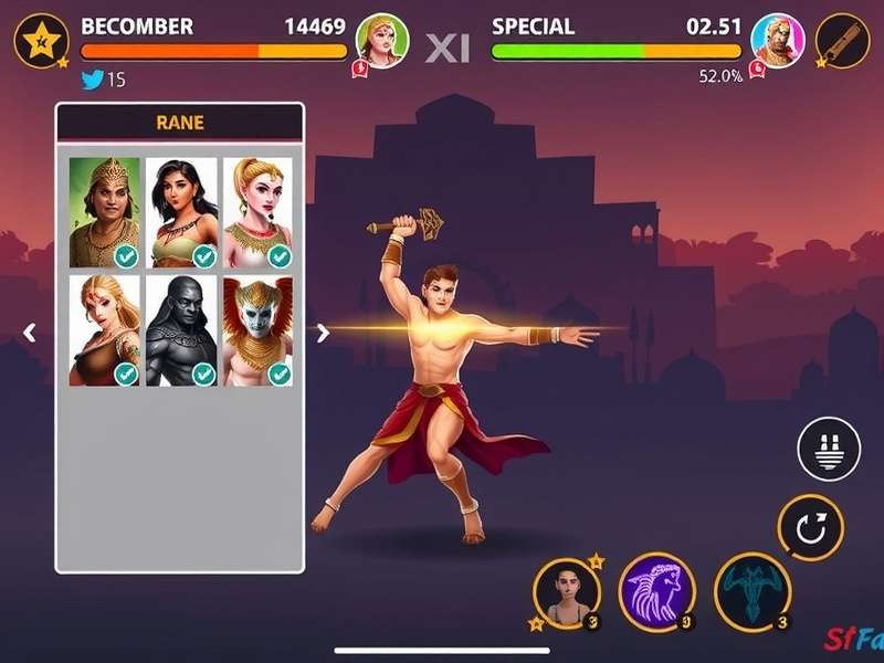 Warrior Duel Legend gameplay screenshot showing character selection